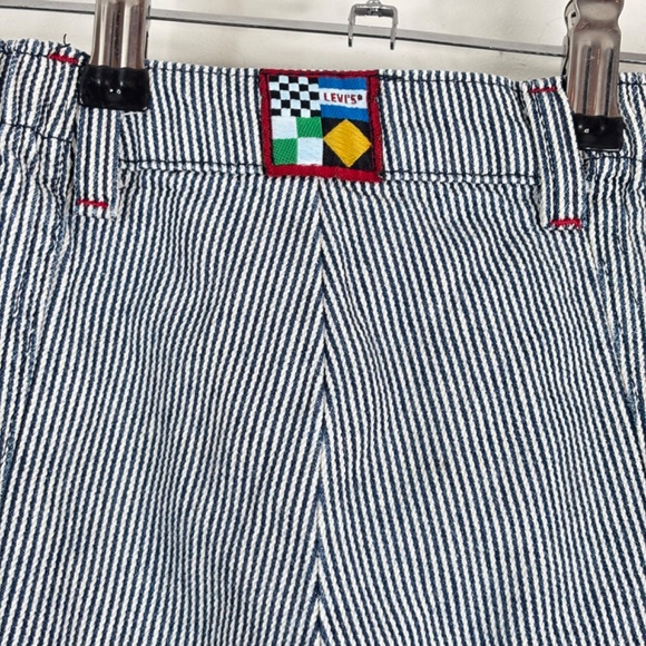 VTG 90s Little Levis Railroad Stripe Pants 7 Patches Jogger Parachute USA Made - Picture 8 of 13